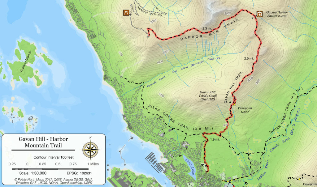 Gavan Hill to Harbor Mountain Ridge Trail Map
