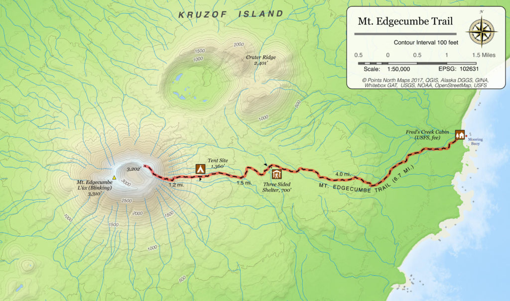 Map of Mt. Edgecumbe Trail (6.7 Mi)