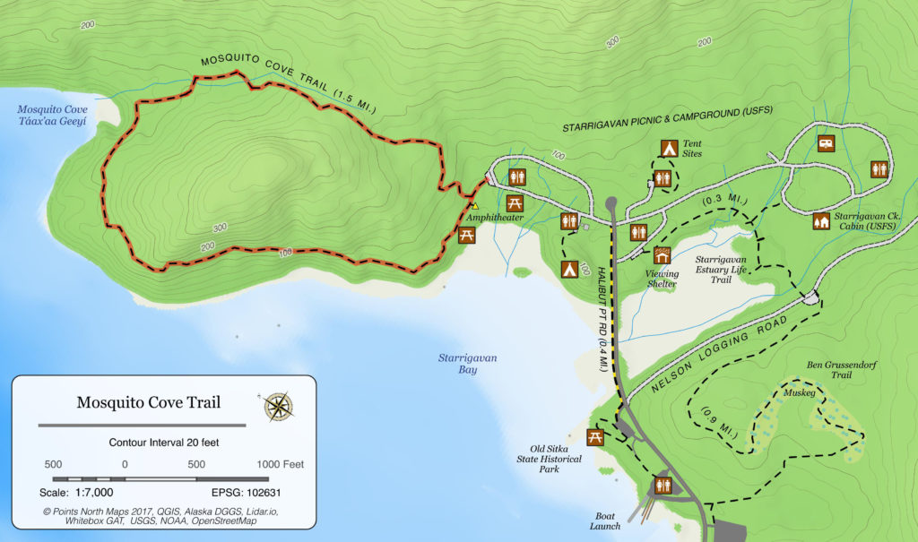 Mosquito Cove Trail Map.