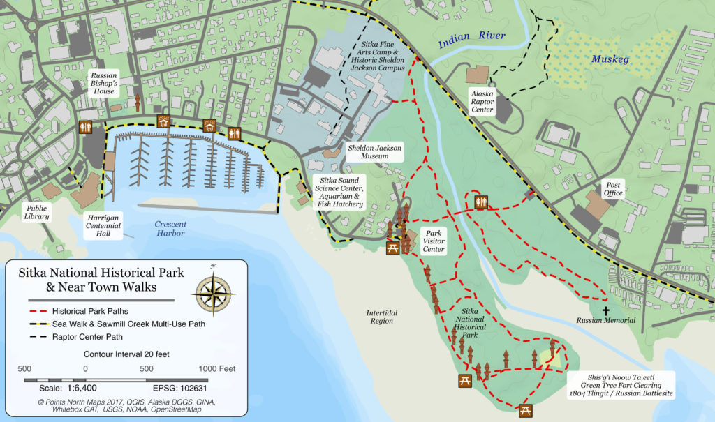Map of Sitka National Historical Park & Near Town Walks