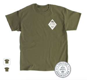 Forest Green T-shirt with small Sitka Trail Works Logo on chest pocket