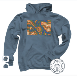 Coastal Blue Hooded Sweatshirt with Sitka Trail Works Topo graphic on front